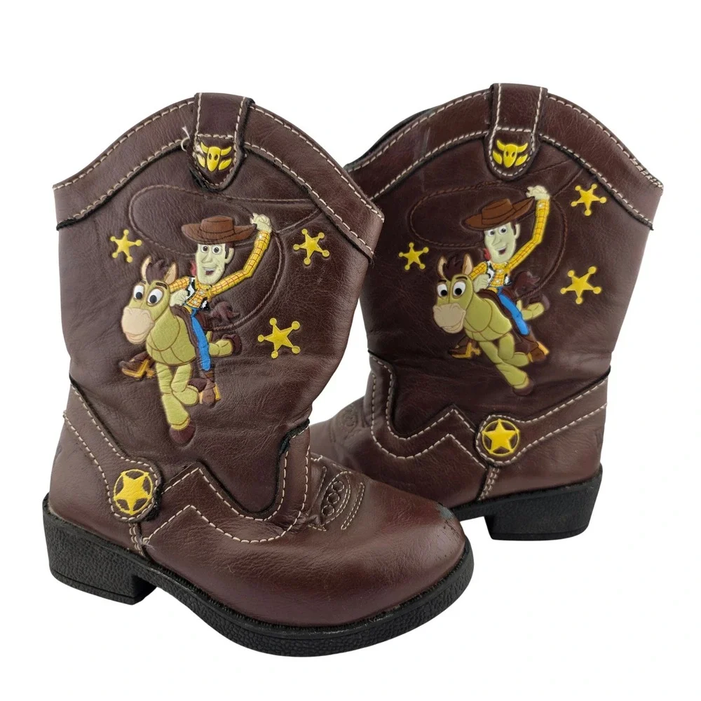 Disney Toy Story Woody Bullseye Cowboy Boots Toddler Size 7 Brown FAIR Western